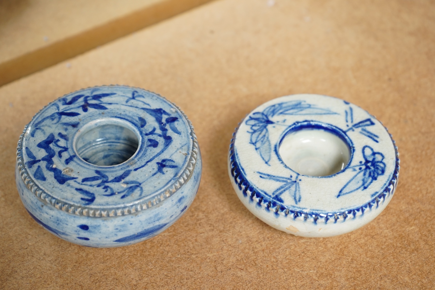 Four Chinese blue and white brush-washers